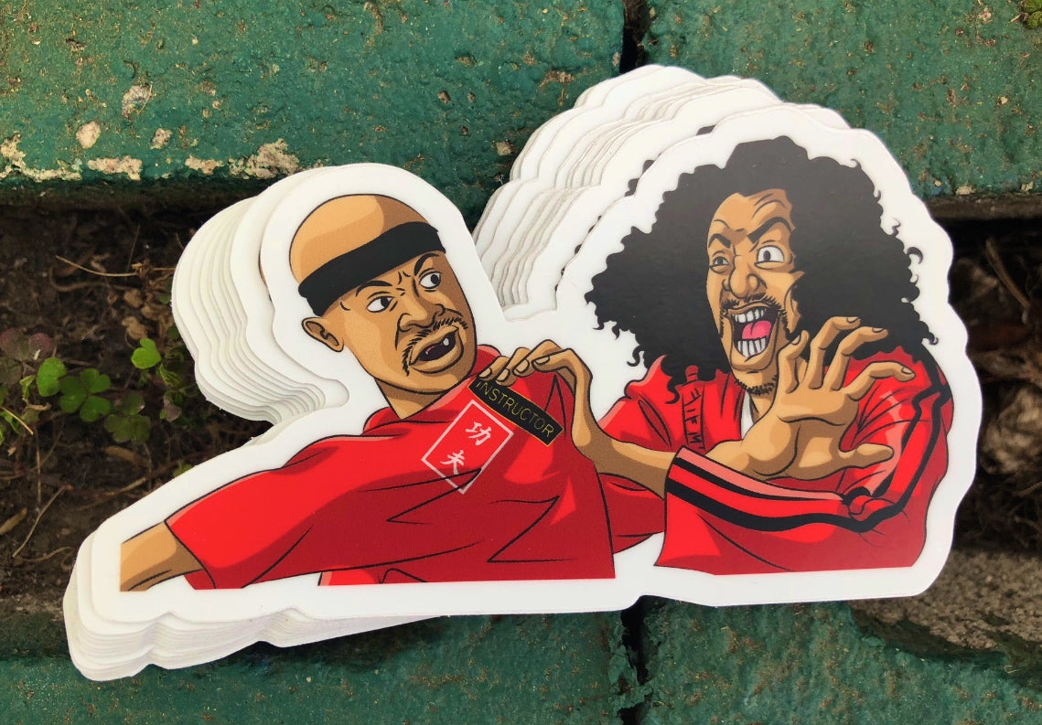 Dragon Fly Jones vs. Sho&#39;Nuff Vinyl Sticker – The Ultimate Retro Martial Arts Showdown