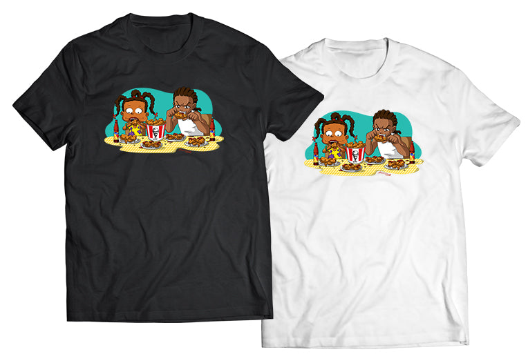 Eating Chicken With Hot Sauce Shirt - Direct To Garment Quality Print - Unisex Shirt - Gift For Him or Her