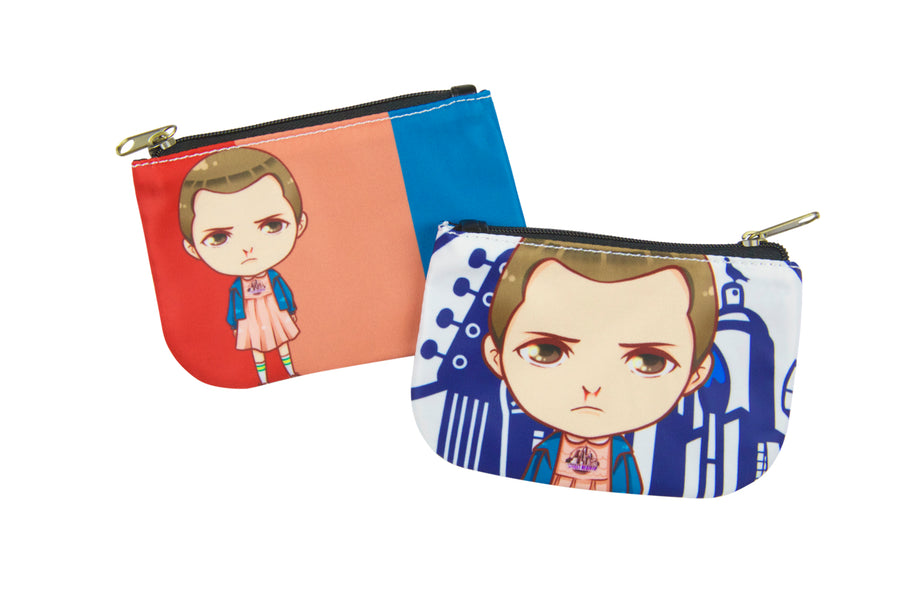 Compact coin purse with an original humorous printed design
