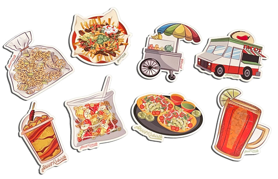 Waterproof vinyl sticker featuring an original cultural food-themed illustration