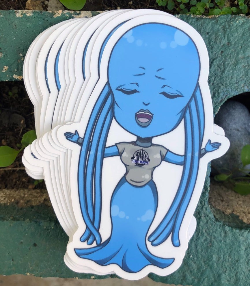 Waterproof vinyl sticker featuring an original streetwear humorous retro illustration