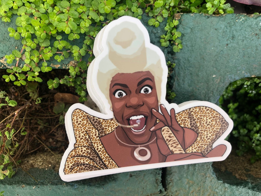 Waterproof vinyl sticker featuring an original humorous retro illustration