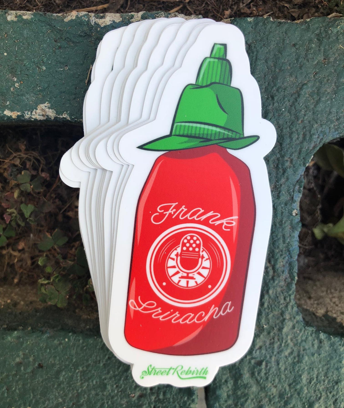 Frank Siracha Vinyl Sticker – A Spicy Pun for Hot Sauce Lovers