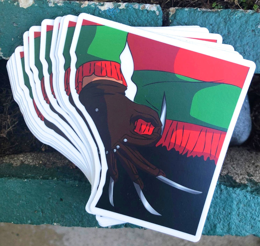 Waterproof vinyl sticker featuring an original spooky humorous retro illustration