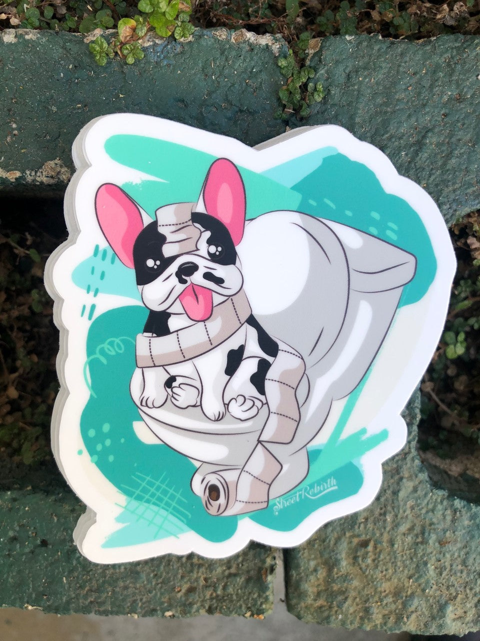 French Bulldog Toilet Paper Vinyl Sticker – A Hilarious Bathroom Break Moment