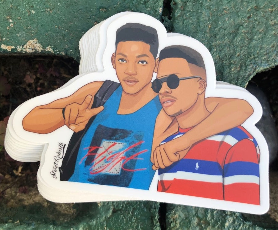 Fresh Prince and Jazzy Jeff Vinyl Sticker – A Dynamic Duo from Bel-Air