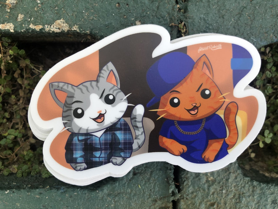 Waterproof vinyl sticker featuring an original animal-themed humorous retro illustration