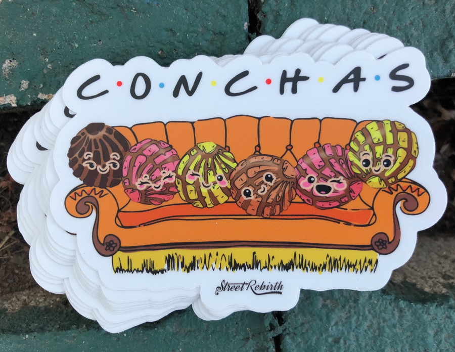 Waterproof vinyl sticker featuring an original cultural humorous illustration