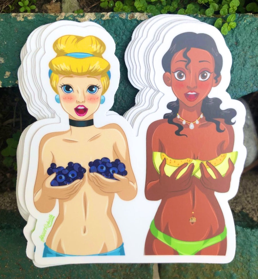 Waterproof vinyl sticker featuring an original food-themed humorous retro illustration
