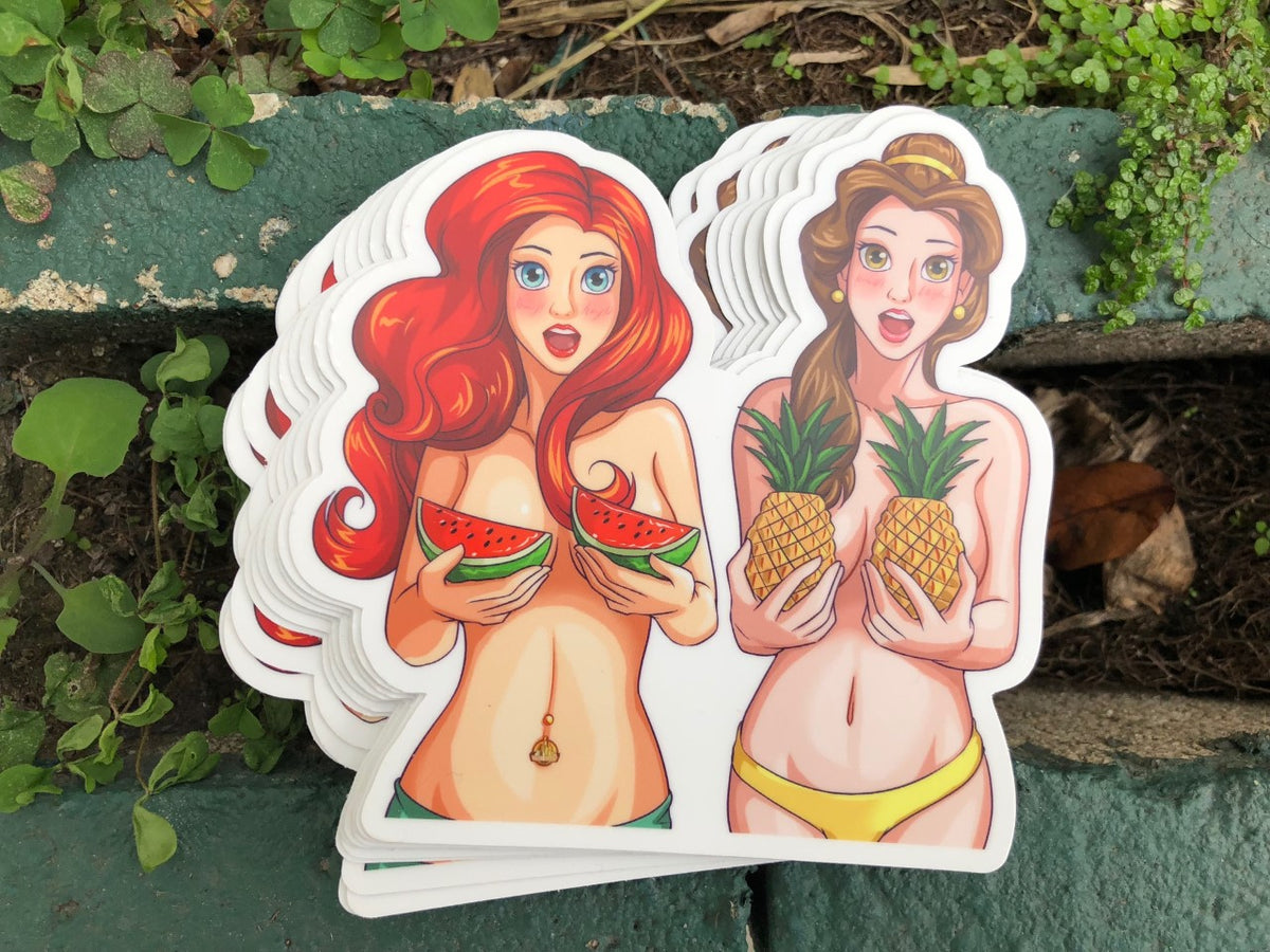 Waterproof vinyl sticker featuring an original food-themed humorous retro illustration