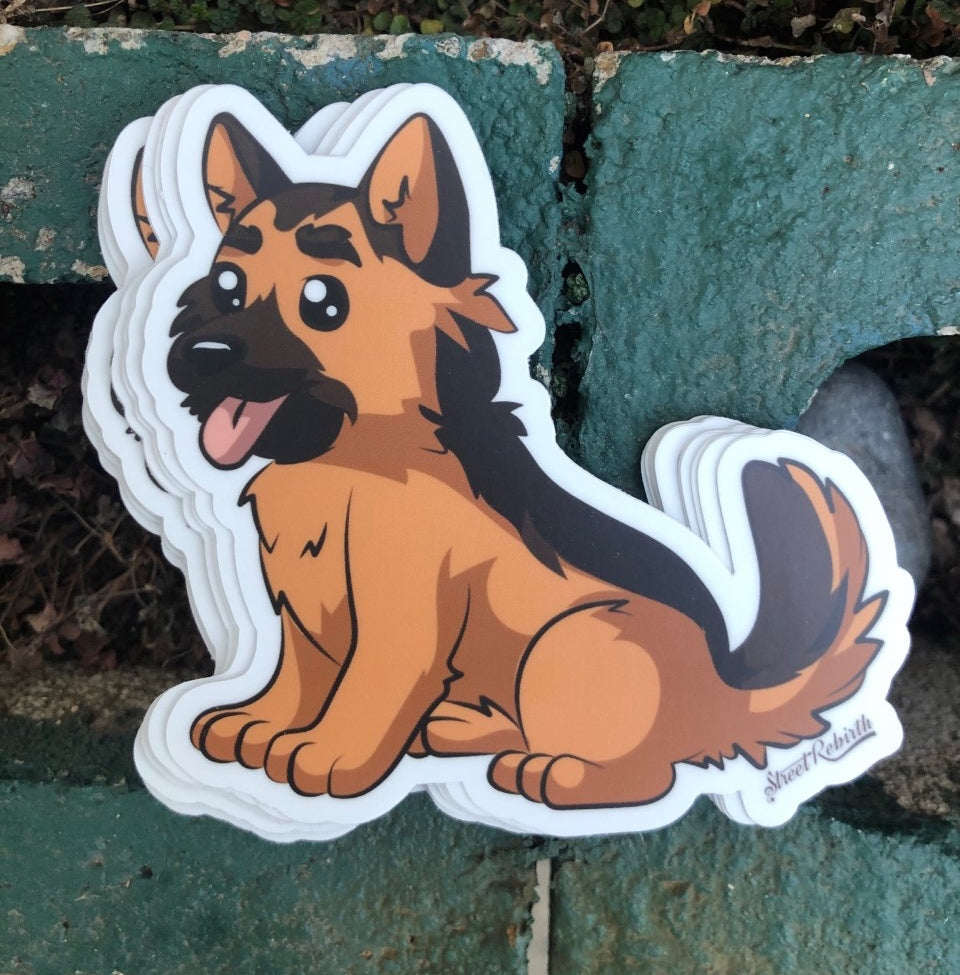 German Shepherd Puppy Vinyl Sticker – Adorable and Loyal