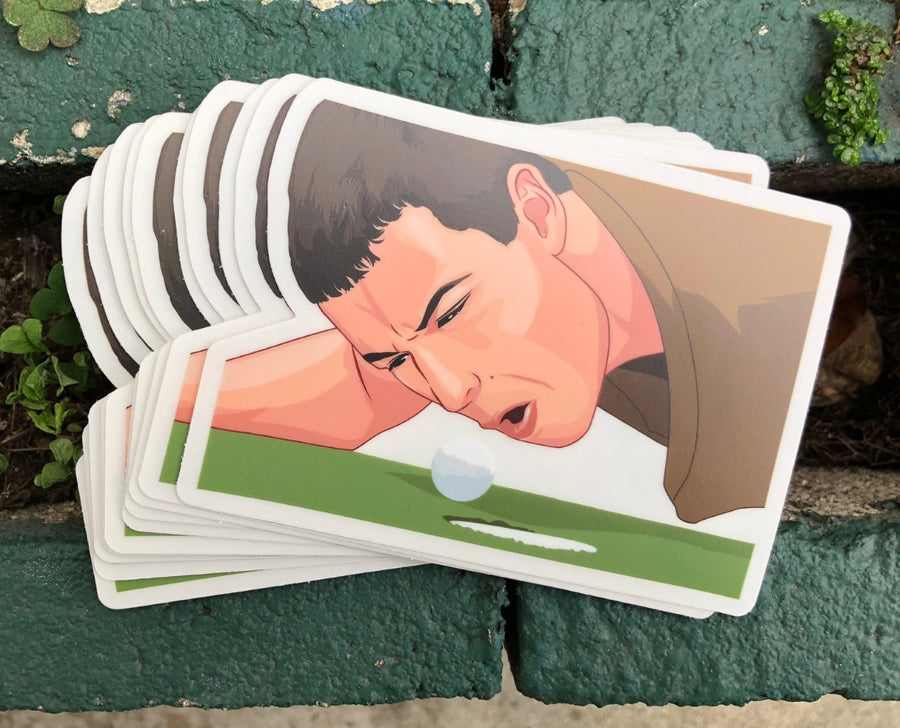 Waterproof vinyl sticker featuring an original humorous retro illustration