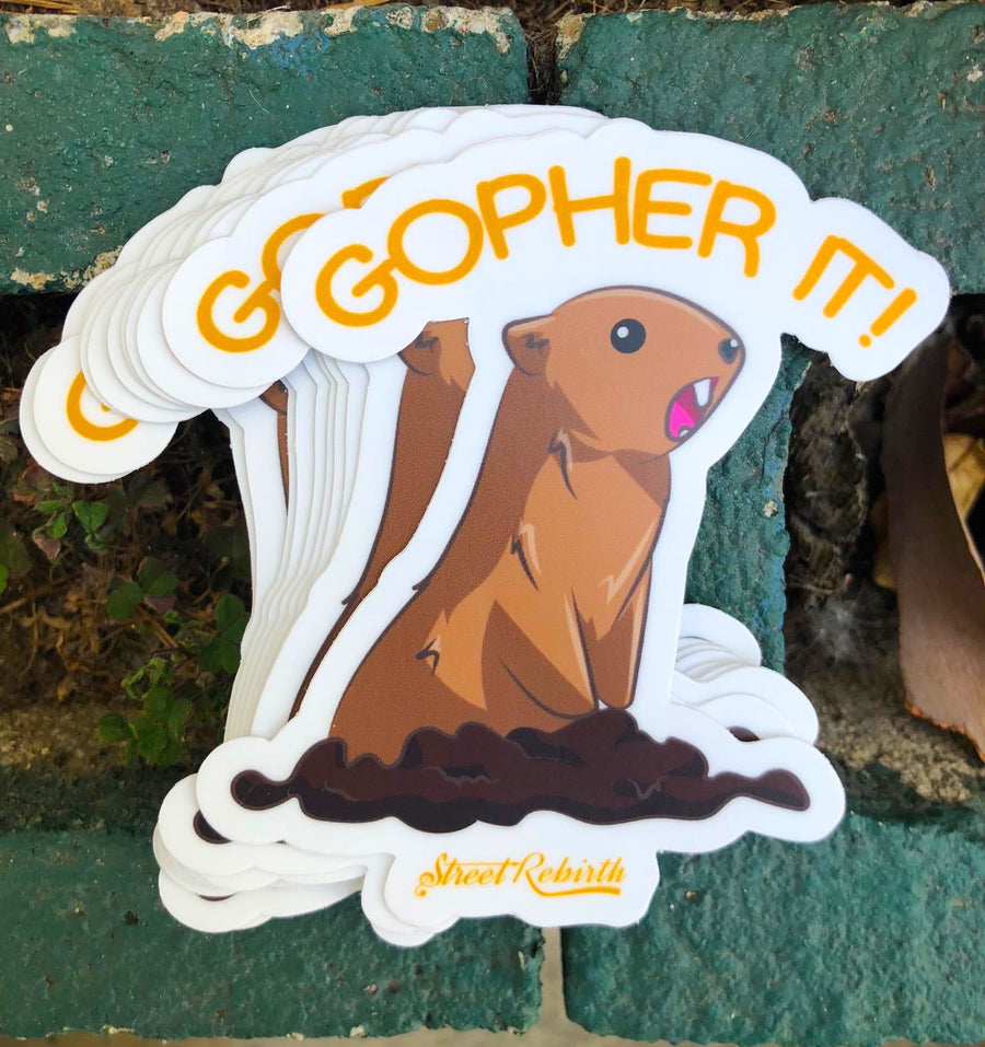 Waterproof vinyl sticker featuring an original humorous illustration