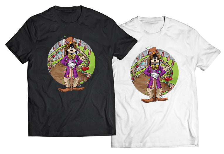 Goofy as Willy Wonka DTG-Printed Shirt – A Sweet Disney Mashup