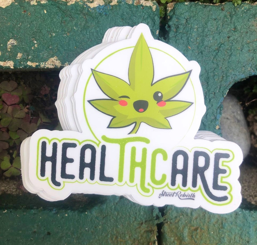 Waterproof vinyl sticker featuring an original humorous cute illustration
