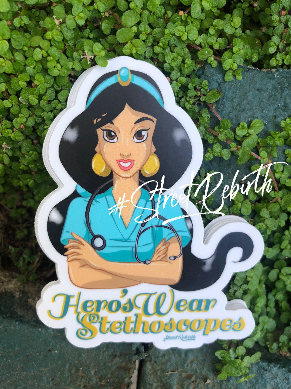 Heroes Wear Stethoscopes – Princess Jasmine as a Nurse Vinyl Sticker