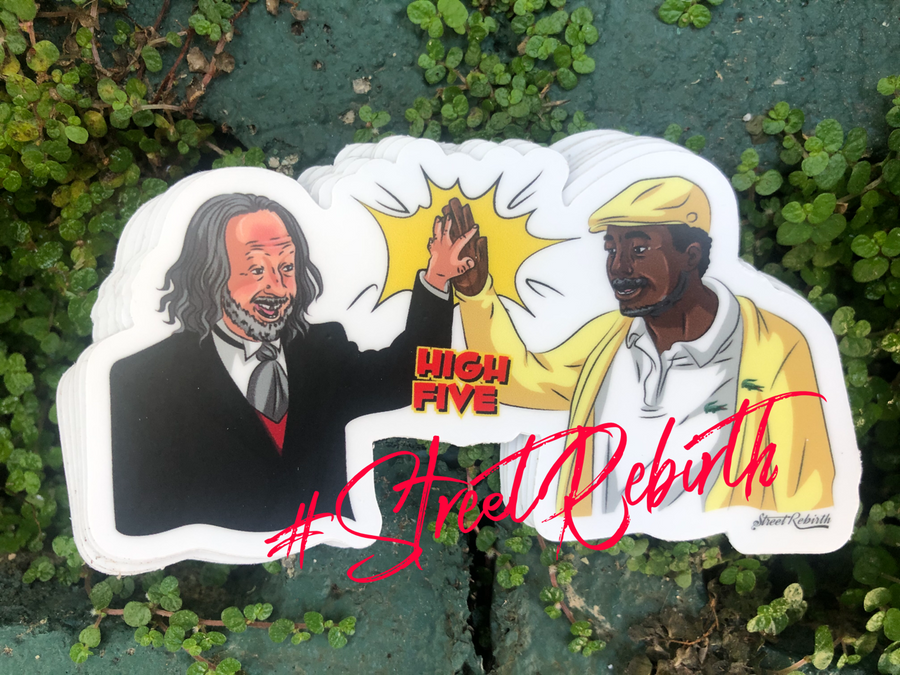 Waterproof vinyl sticker featuring an original humorous illustration