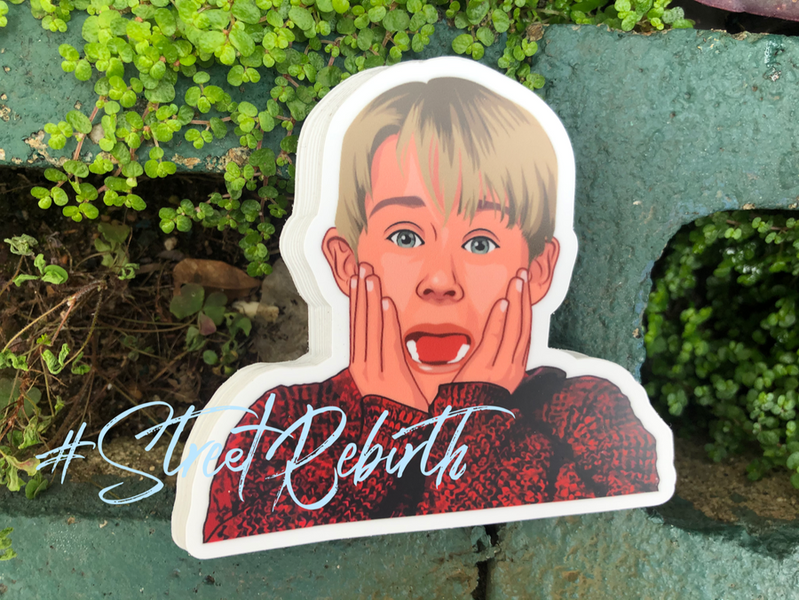 Waterproof vinyl sticker featuring an original holiday humorous retro illustration