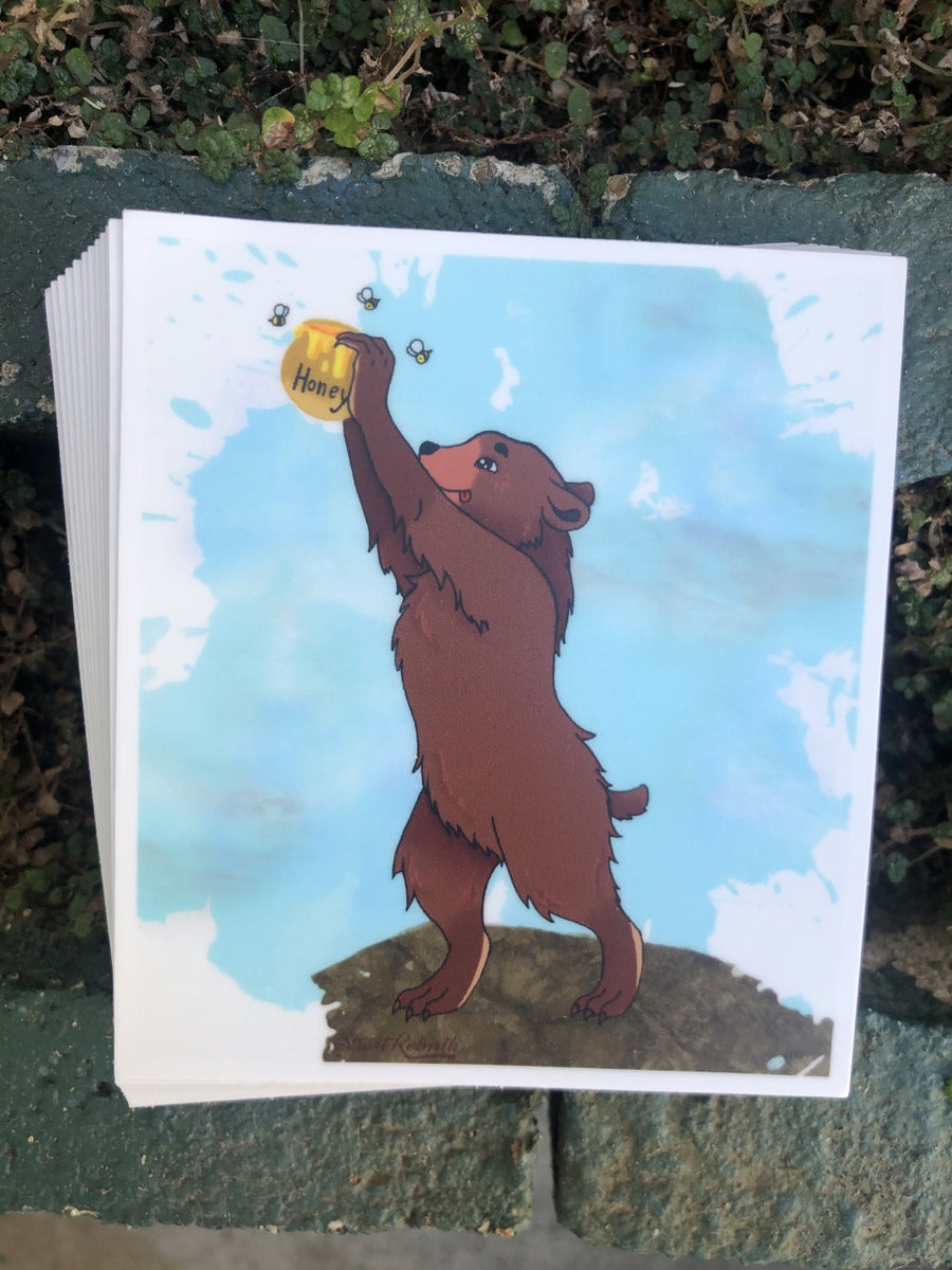 Waterproof vinyl sticker featuring an original humorous illustration
