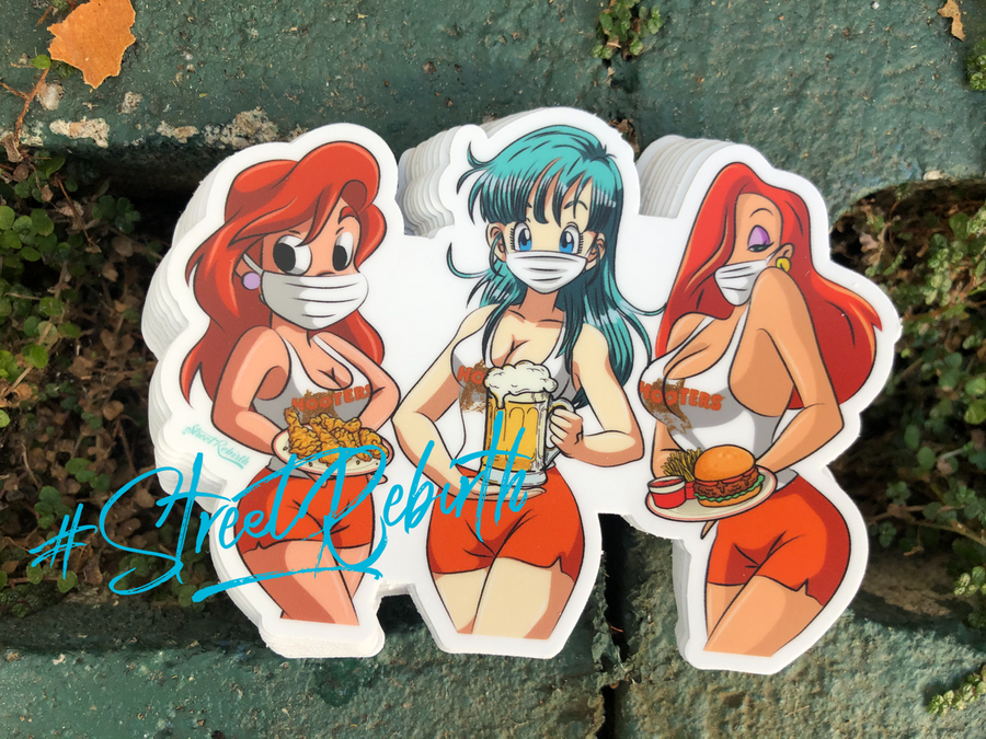 Waterproof vinyl sticker featuring an original food-themed illustration
