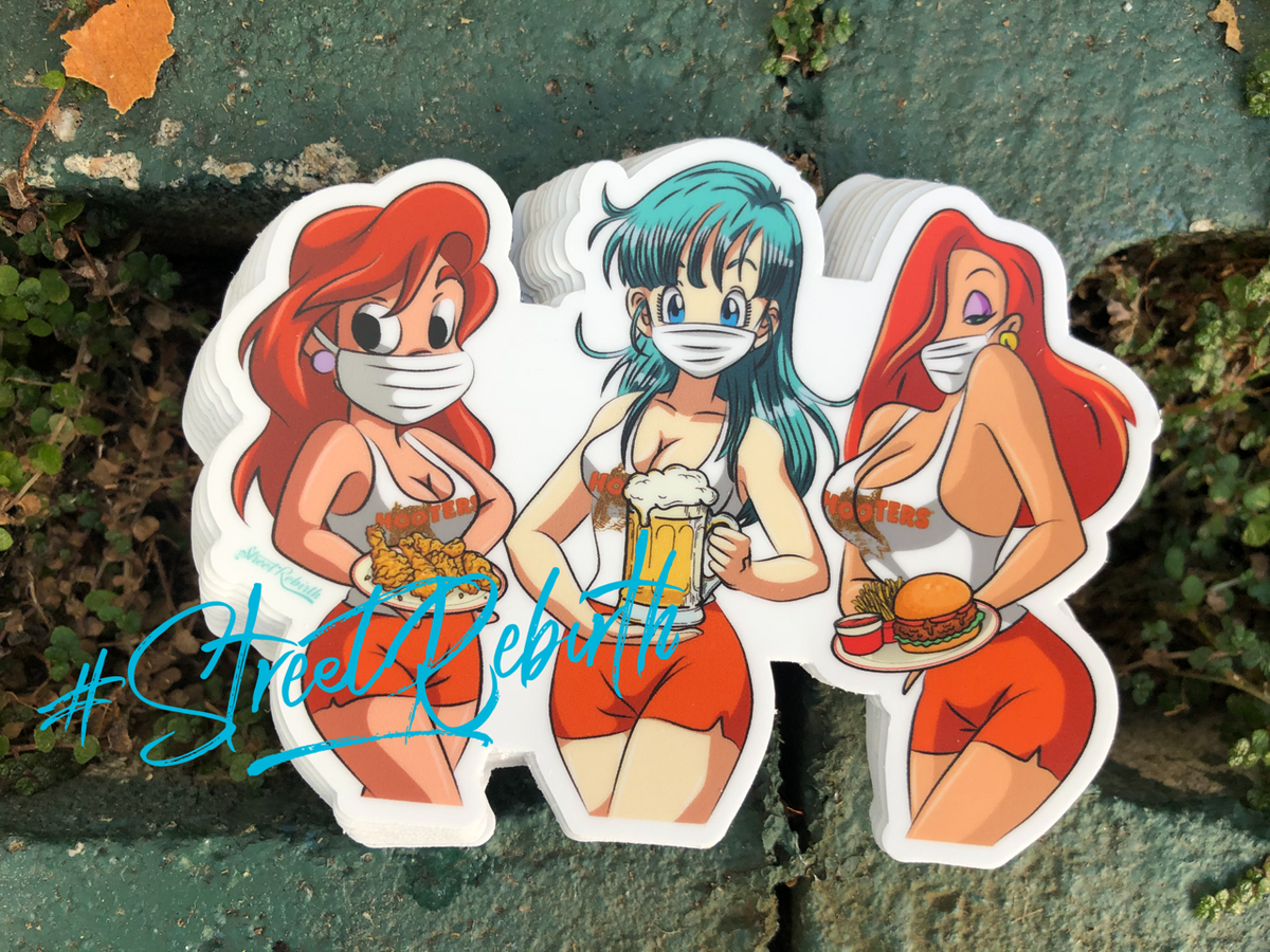 1 Hot Fast Food With Mask Sticker – One 4 Inch Water Proof Vinyl Sticker – For Hydro Flask, Skateboard, Laptop, Planner, Car, Collecting, Gifting