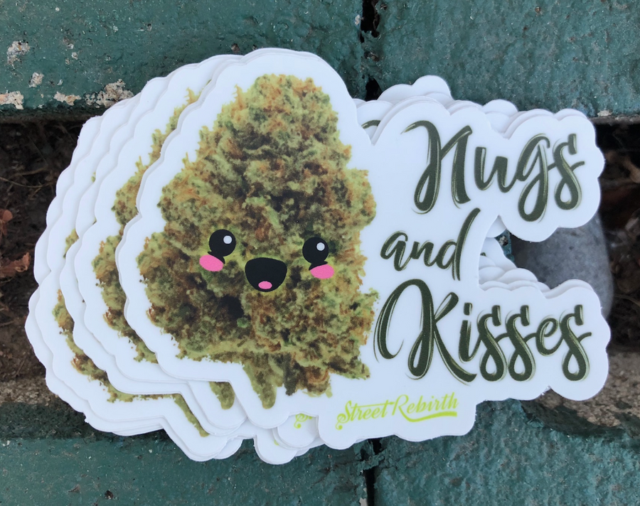 Waterproof vinyl sticker featuring an original romantic humorous illustration