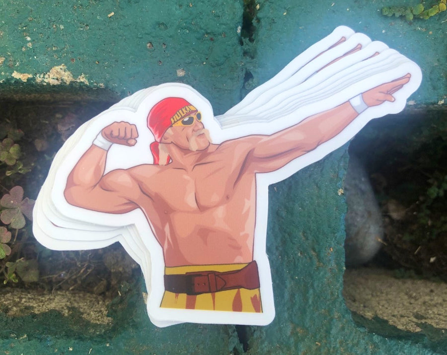 Waterproof vinyl sticker featuring an original wrestling illustration