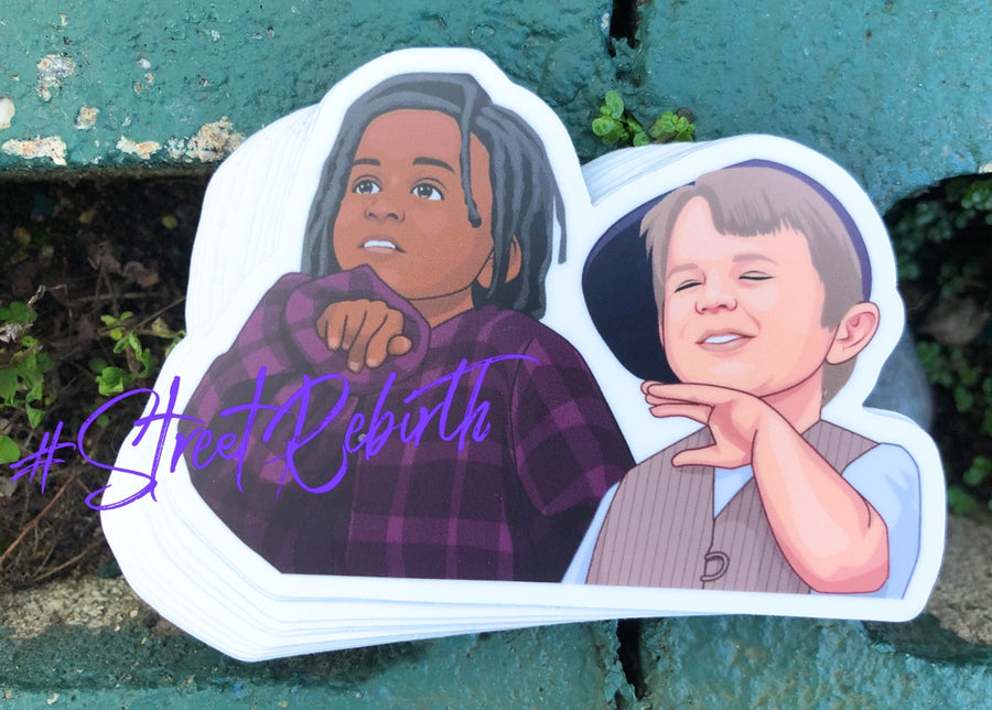 Waterproof vinyl sticker featuring an original colorful illustration