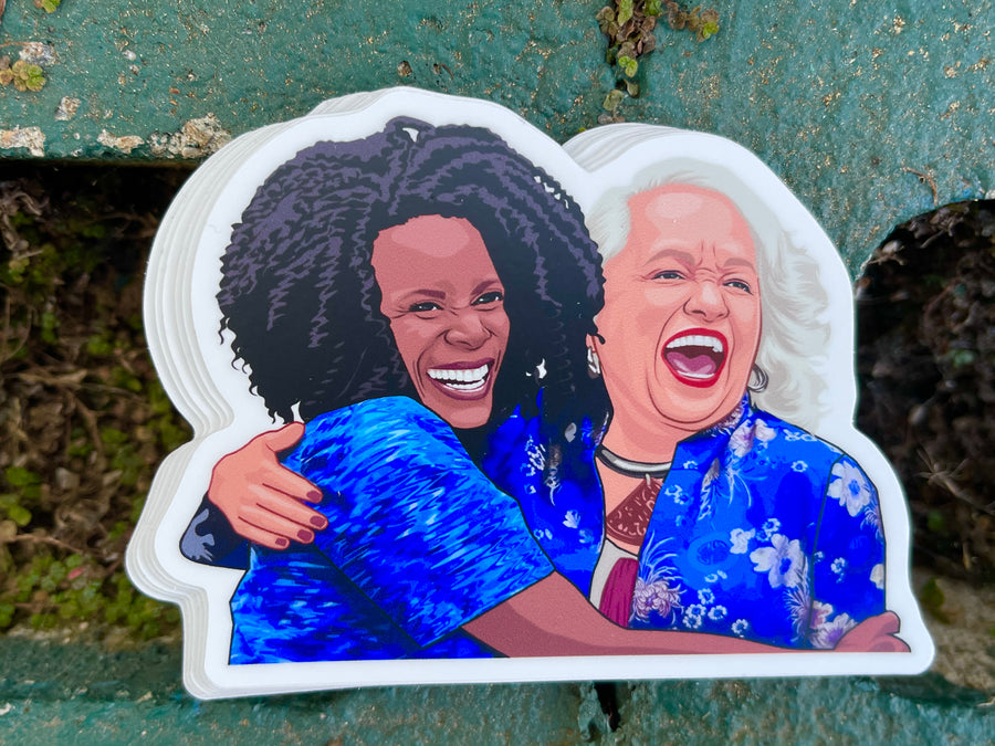 Waterproof vinyl sticker featuring an original humorous retro illustration