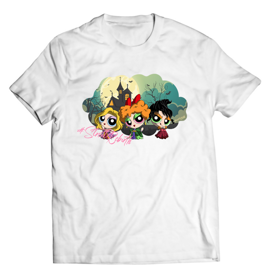 Unisex graphic T-shirt featuring an original spooky humorous retro illustration