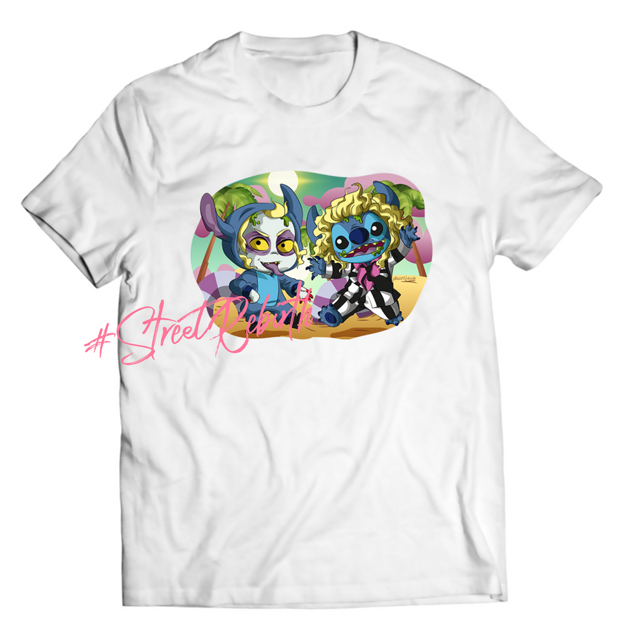 Unisex graphic T-shirt featuring an original spooky humorous cartoon-style illustration