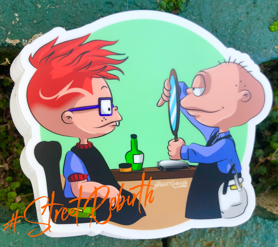 Waterproof vinyl sticker featuring an original colorful illustration