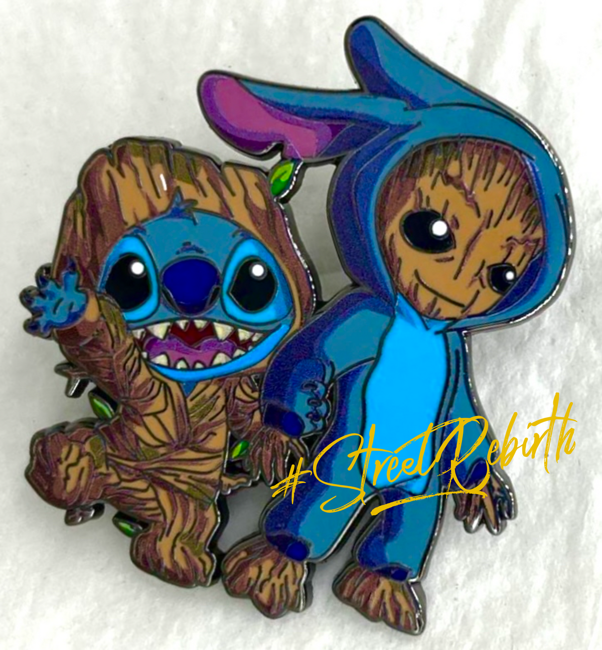 Stitch as Groot and Groot as Stitch Enamel Pin – A Marvel-ous Disney Mashup