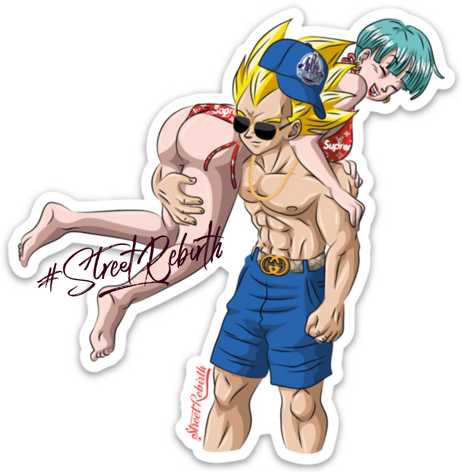 Waterproof vinyl sticker featuring an original cartoon-style tropical illustration