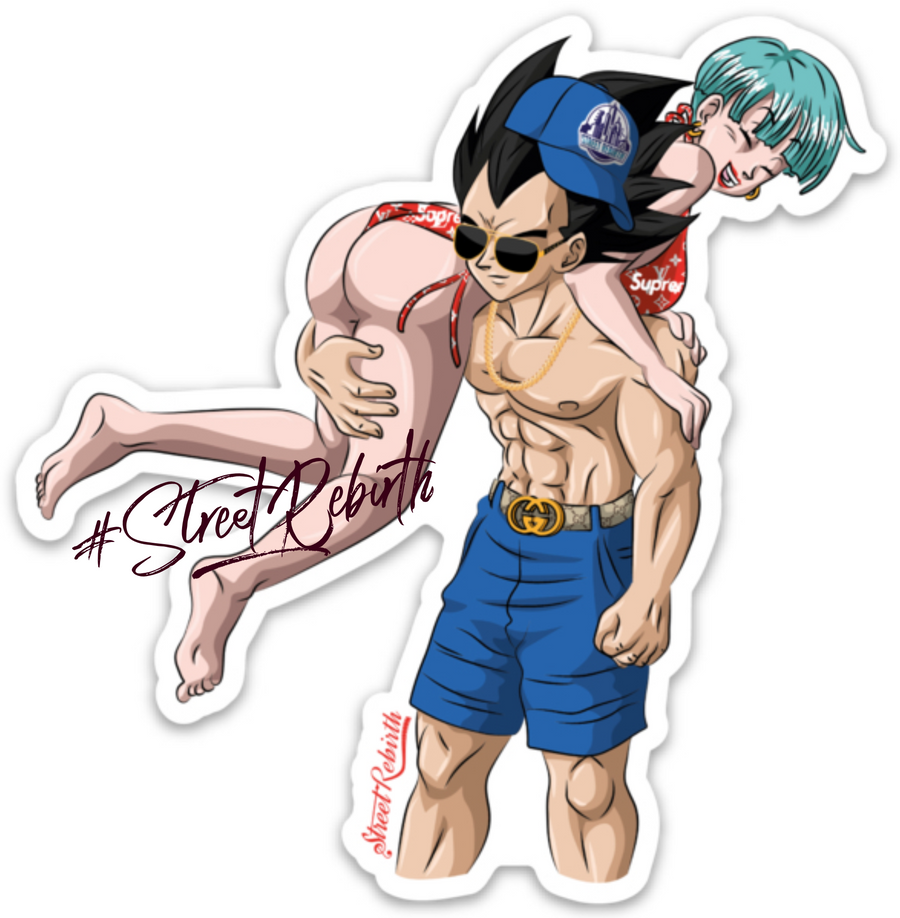 Waterproof vinyl sticker featuring an original cartoon-style tropical illustration