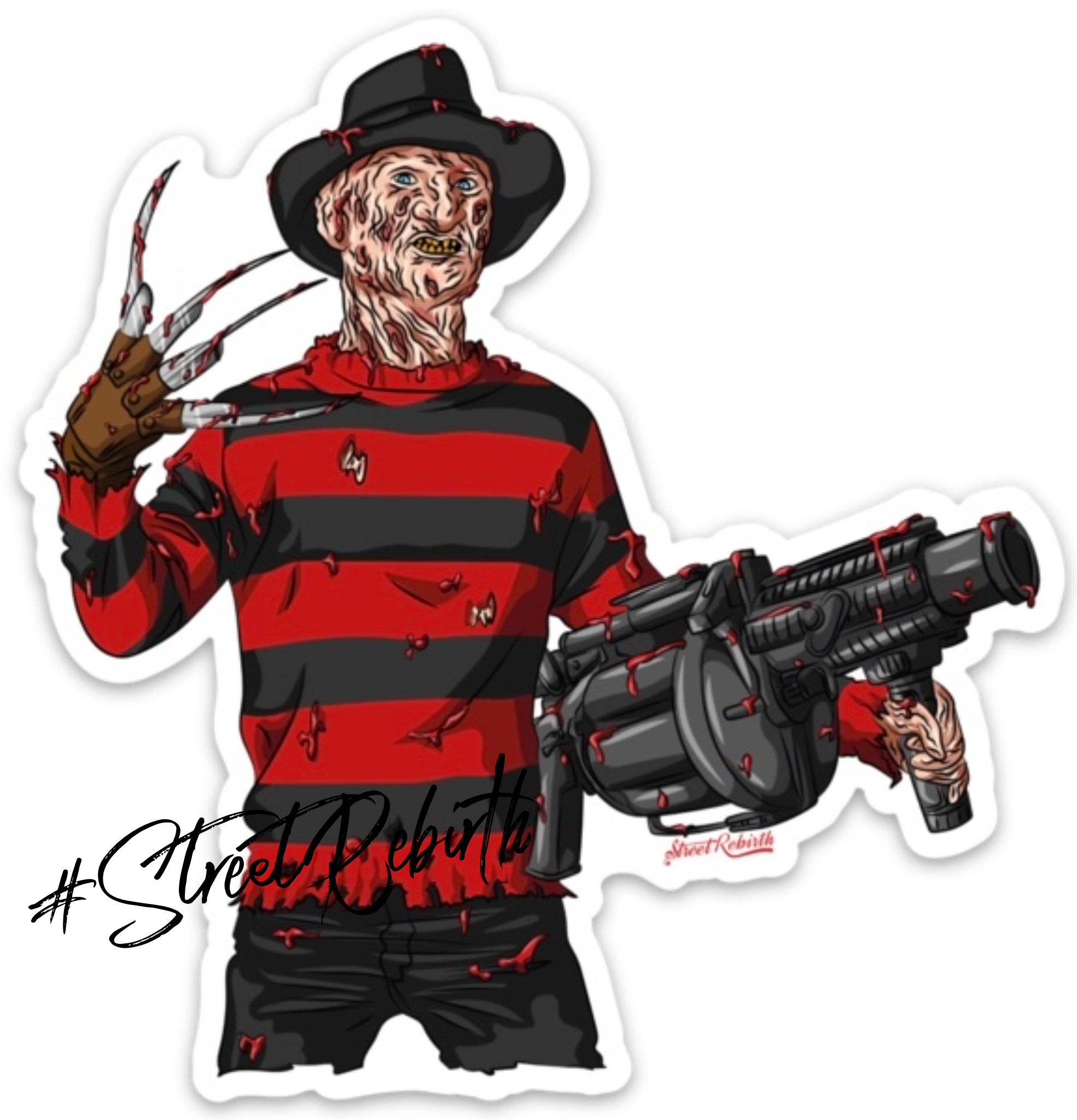 Freddy With Grenade Launcher Sticker – One 4 Inch Water Proof Vinyl Sticker – For Hydro Flask, Skateboard, Laptop, Planner, Car, Collecting, Gifting