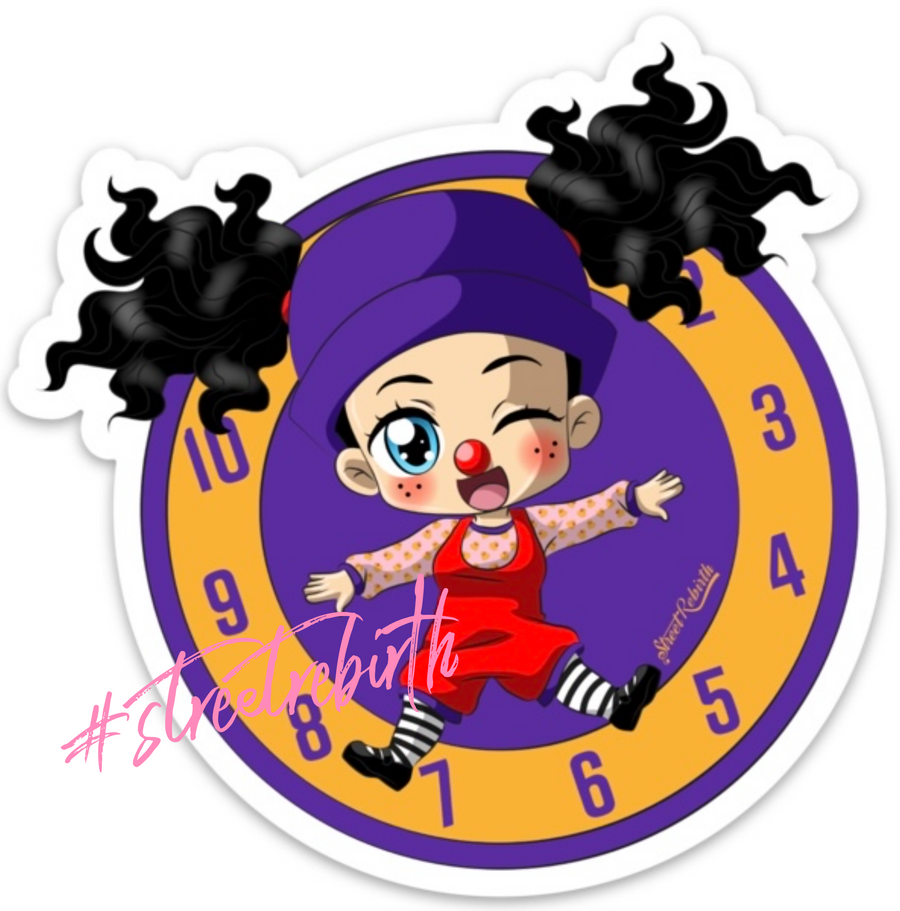 Waterproof vinyl sticker featuring an original humorous retro illustration
