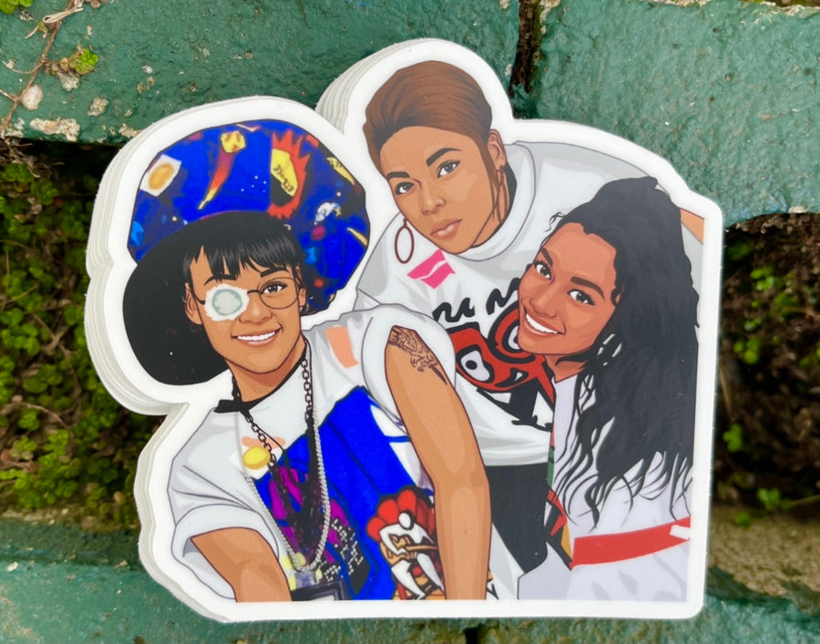 Waterproof vinyl sticker featuring an original hip hop music retro illustration