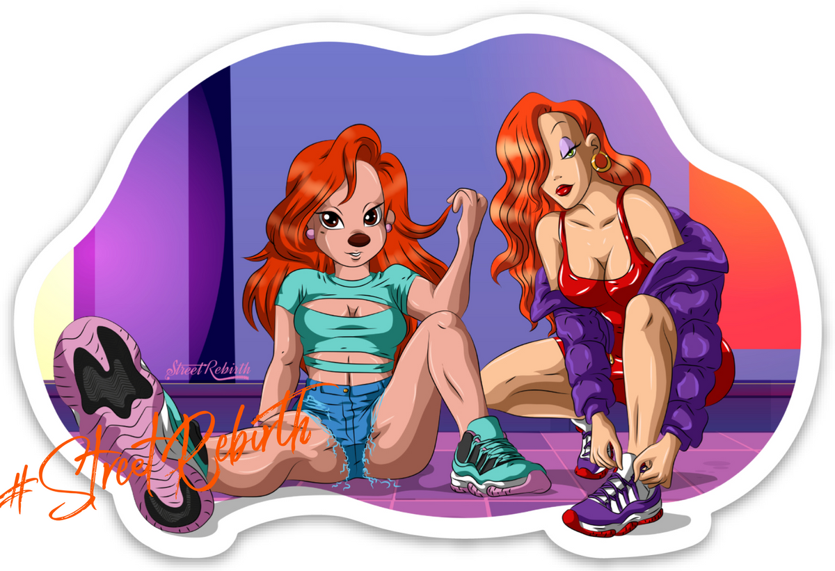 Cartoon Couture Icons – Roxanne &amp; Jessica Rabbit in Jordans Vinyl Sticker