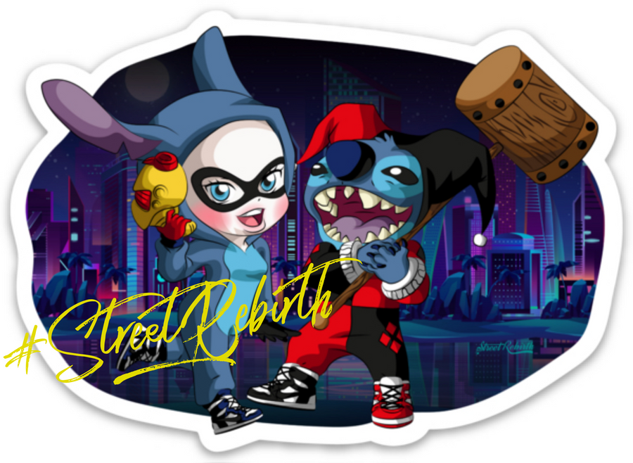 Waterproof vinyl sticker featuring an original spooky humorous retro illustration