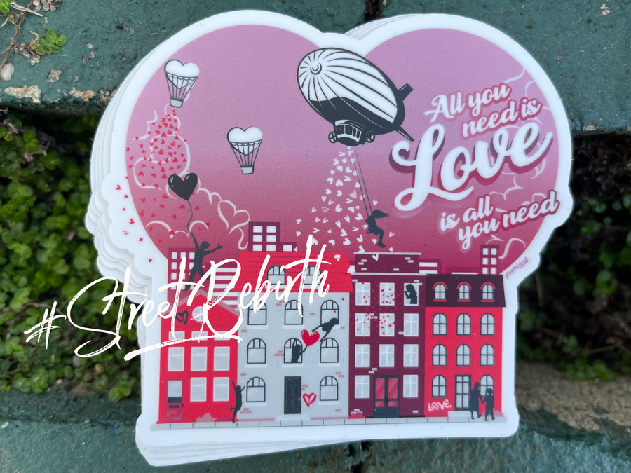 Waterproof vinyl sticker featuring an original music romantic illustration