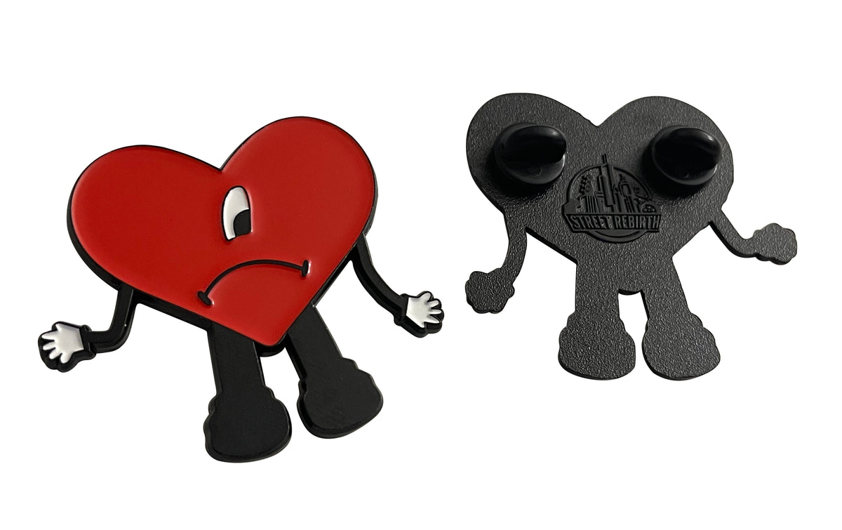 Bad Bunny Sad Heart Enamel Pin - Enamel Pins - Ideal For Collections, Pinning To Your Favorite Hat, Or Displaying On Your Backpack, Purse Or Clothing Items