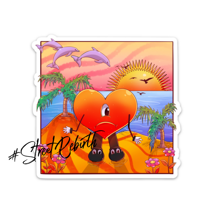 Waterproof vinyl sticker featuring an original hip hop music illustration
