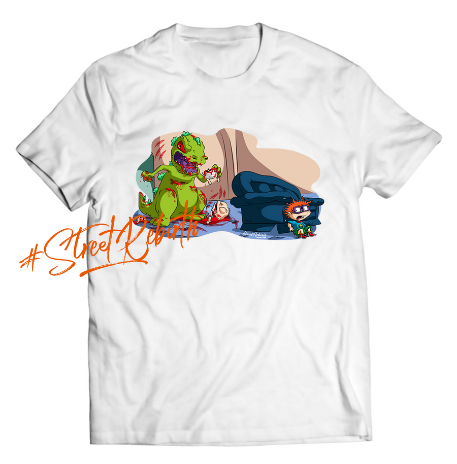 Unisex graphic T-shirt featuring an original spooky humorous retro illustration