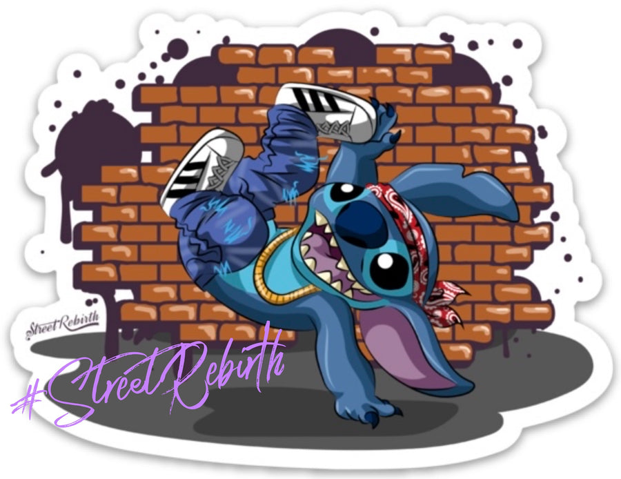 Waterproof vinyl sticker featuring an original hip hop humorous illustration