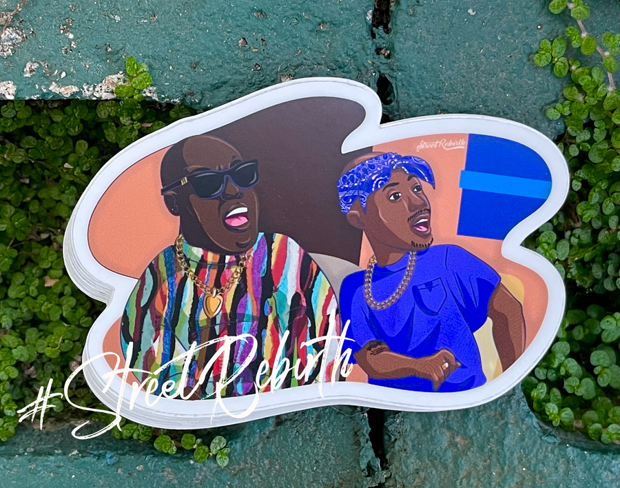 Waterproof vinyl sticker featuring an original hip hop music humorous illustration