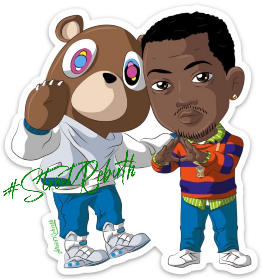 Waterproof vinyl sticker featuring an original hip hop music illustration
