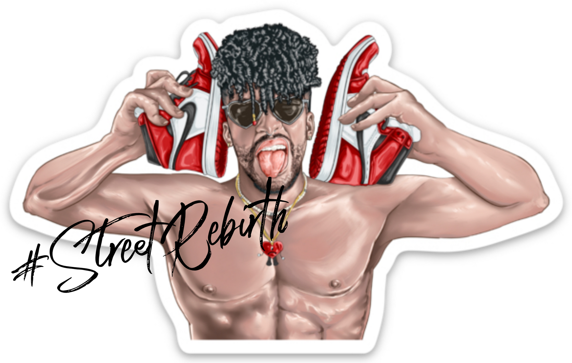 Bad Bunny Red Kicks Sticker – One 4 Inch Water Proof Vinyl Sticker – For Hydro Flask, Skateboard, Laptop, Planner, Car, Collecting, Gifting