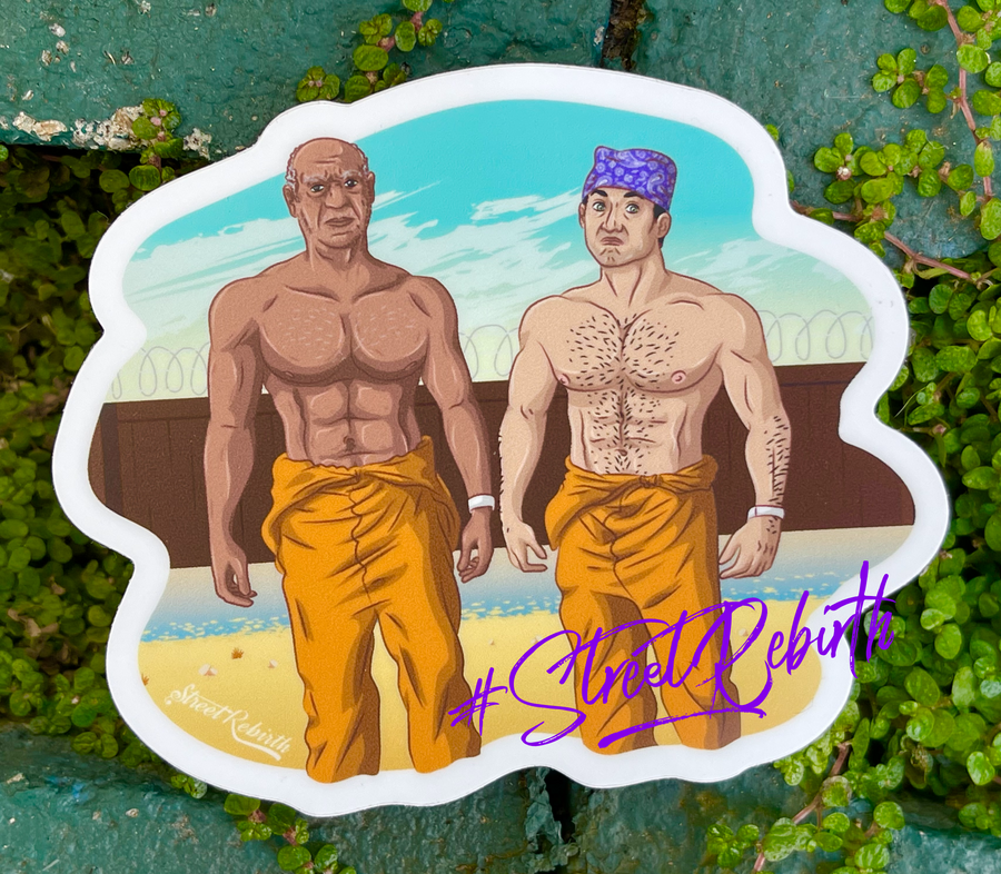 Waterproof vinyl sticker featuring an original humorous illustration