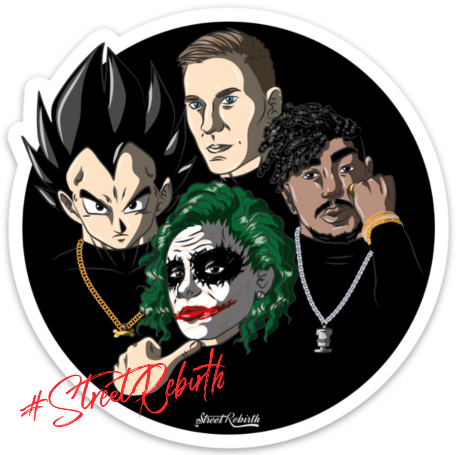 Waterproof vinyl sticker featuring an original humorous illustration